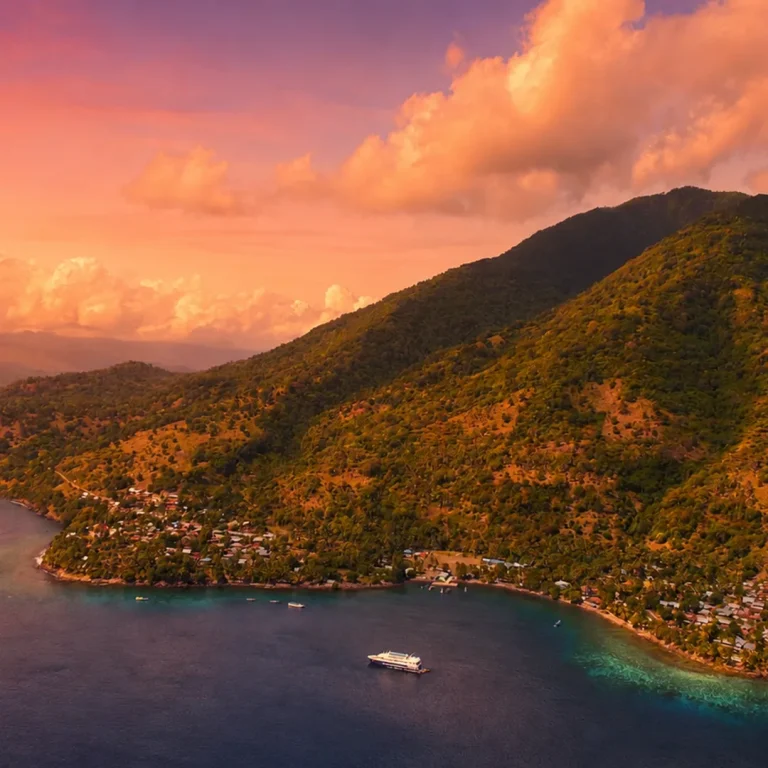 Aerial view of a coastal village in Alor, Eastern Indonesia