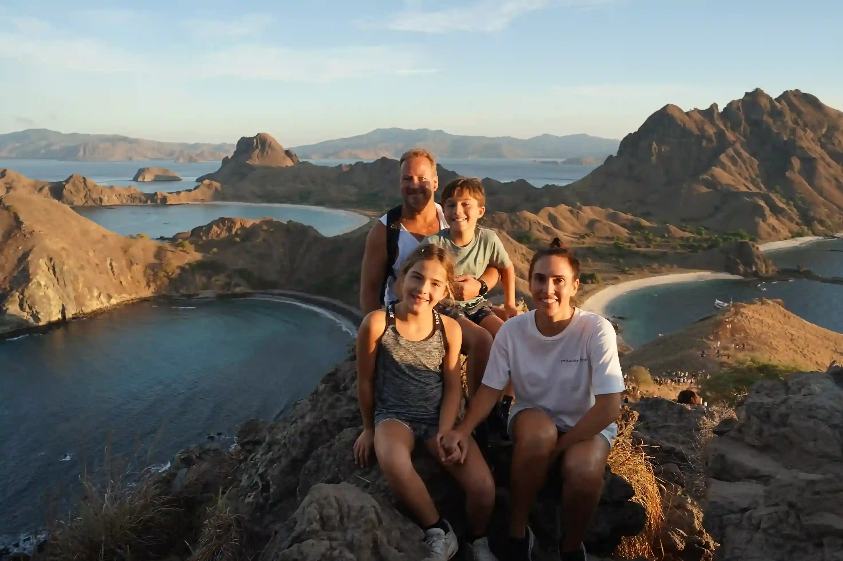 Family with kids at the summit of Padar Island